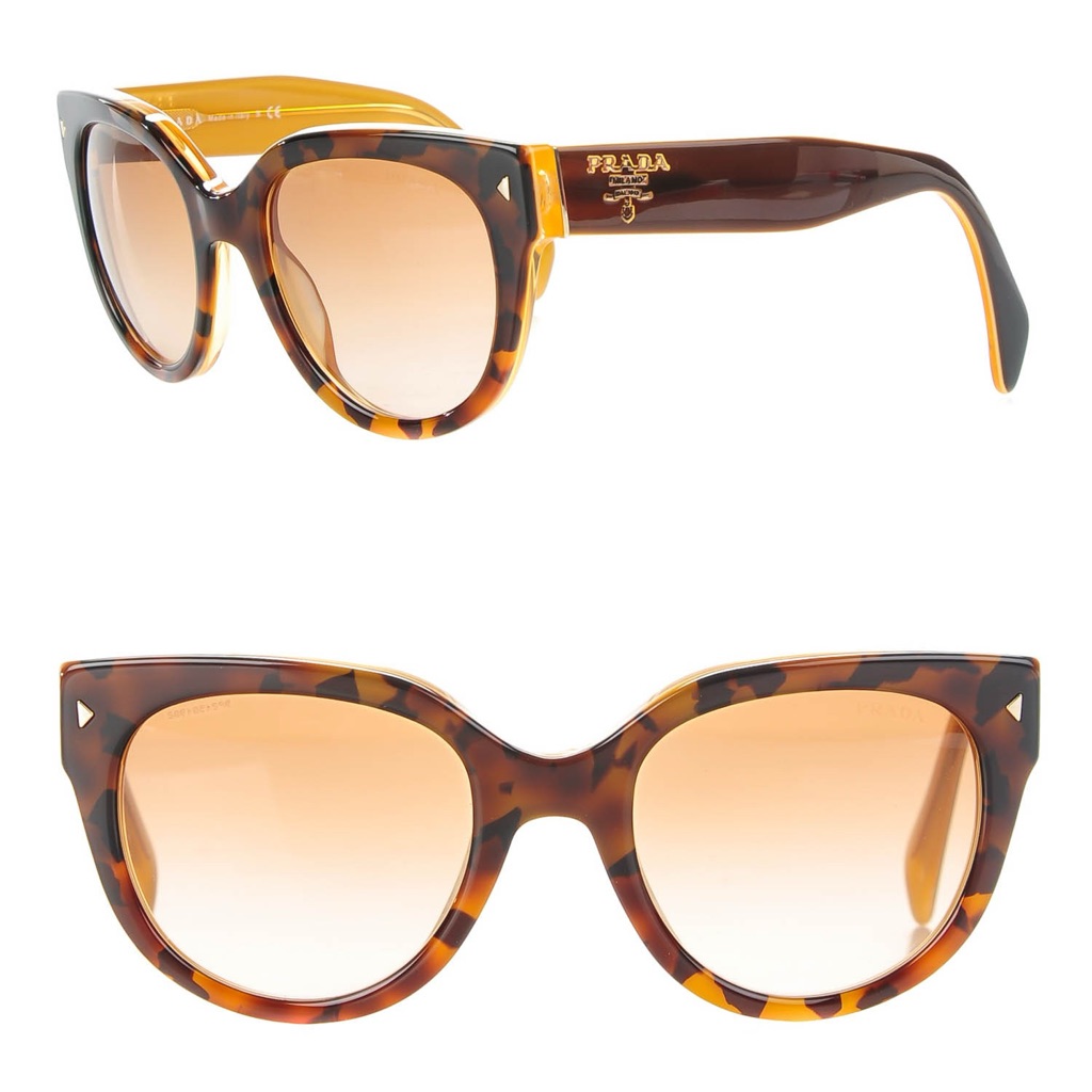 Prada Brown Tortoiseshell Polarized Sunglasses Spr 17o With Original Case & Box
